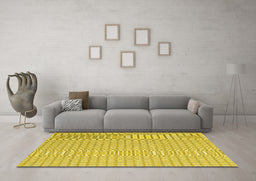 Machine Washable Abstract Yellow Contemporary Rug in a Living Room, wshcon2172yw