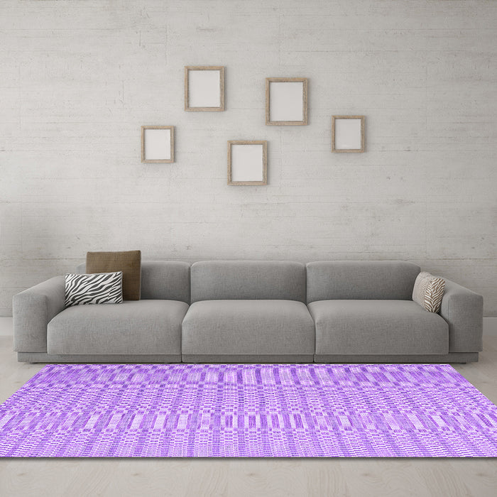 Machine Washable Abstract Purple Contemporary Area Rugs in a Living Room, wshcon2172pur