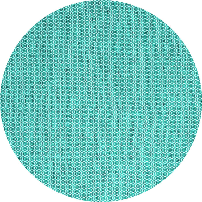 Round Abstract Turquoise Contemporary Rug, con2173turq