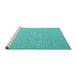 Sideview of Machine Washable Abstract Turquoise Contemporary Area Rugs, wshcon2173turq