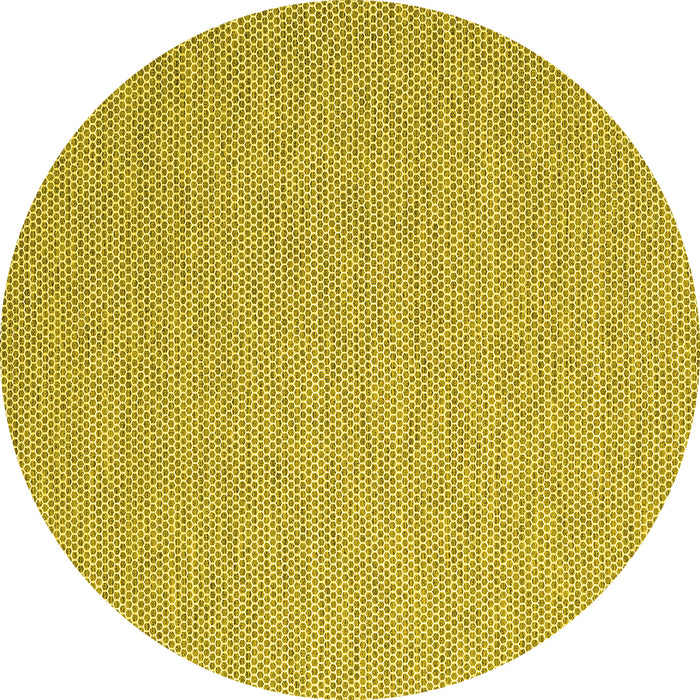 Round Machine Washable Abstract Yellow Contemporary Rug, wshcon2173yw
