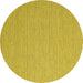 Round Machine Washable Abstract Yellow Contemporary Rug, wshcon2173yw