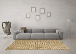 Machine Washable Abstract Brown Contemporary Rug in a Living Room,, wshcon2174brn