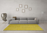 Machine Washable Abstract Yellow Contemporary Rug, wshcon2174yw