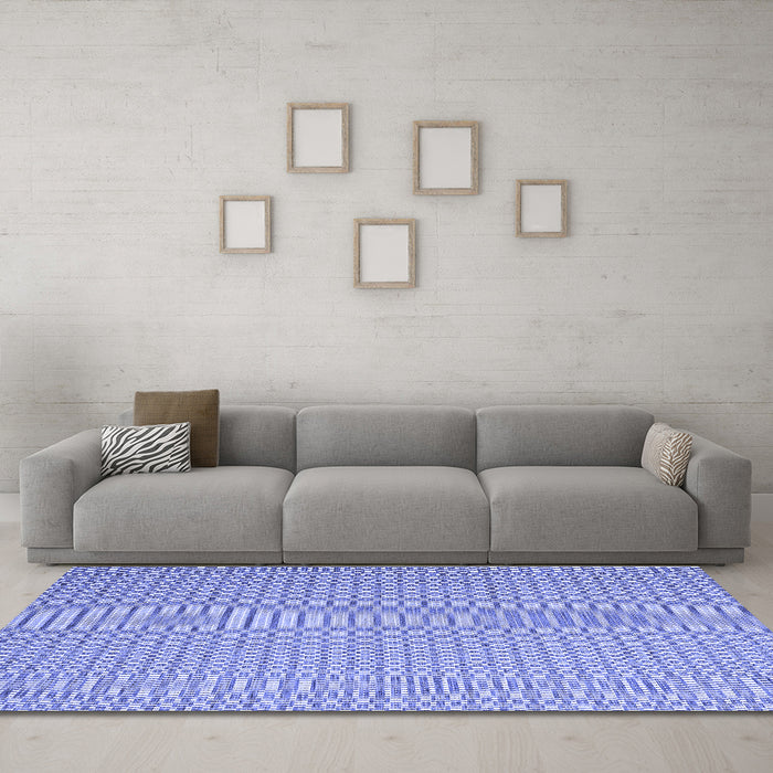 Machine Washable Abstract Blue Contemporary Rug in a Living Room, wshcon2174blu