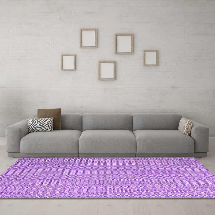 Machine Washable Abstract Purple Contemporary Area Rugs in a Living Room, wshcon2174pur