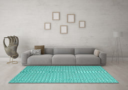 Machine Washable Abstract Turquoise Contemporary Area Rugs in a Living Room,, wshcon2174turq
