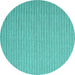 Round Machine Washable Abstract Turquoise Contemporary Area Rugs, wshcon2174turq