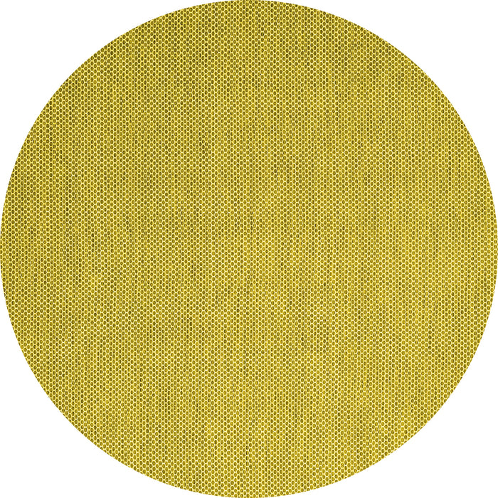 Round Machine Washable Abstract Yellow Contemporary Rug, wshcon2175yw