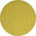 Round Machine Washable Abstract Yellow Contemporary Rug, wshcon2175yw