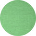 Round Machine Washable Abstract Emerald Green Contemporary Area Rugs, wshcon2175emgrn