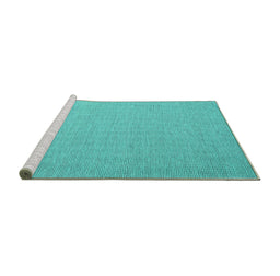 Sideview of Machine Washable Abstract Turquoise Contemporary Area Rugs, wshcon2175turq