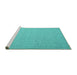 Sideview of Machine Washable Abstract Turquoise Contemporary Area Rugs, wshcon2175turq