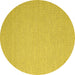 Round Machine Washable Abstract Yellow Contemporary Rug, wshcon2176yw