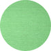 Round Machine Washable Abstract Emerald Green Contemporary Area Rugs, wshcon2176emgrn