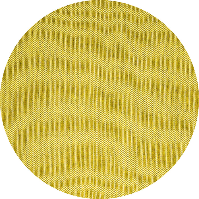Round Abstract Yellow Contemporary Rug, con2176yw