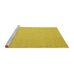 Sideview of Machine Washable Abstract Yellow Contemporary Rug, wshcon2176yw
