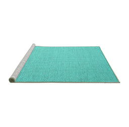 Sideview of Machine Washable Abstract Turquoise Contemporary Area Rugs, wshcon2176turq