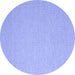 Round Abstract Blue Contemporary Rug, con2176blu