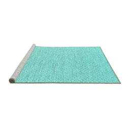 Sideview of Machine Washable Abstract Turquoise Contemporary Area Rugs, wshcon2177turq