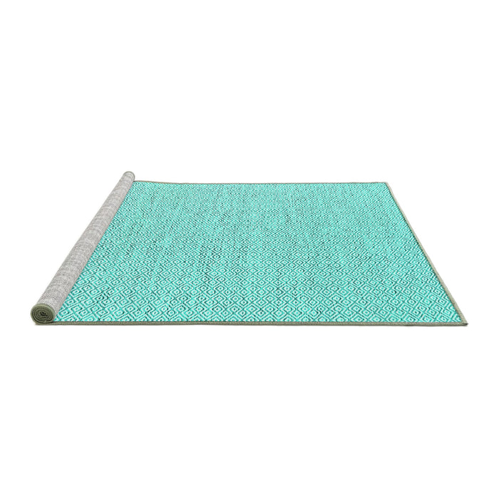 Sideview of Machine Washable Abstract Turquoise Contemporary Area Rugs, wshcon2177turq