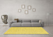 Machine Washable Abstract Yellow Contemporary Rug in a Living Room, wshcon2177yw