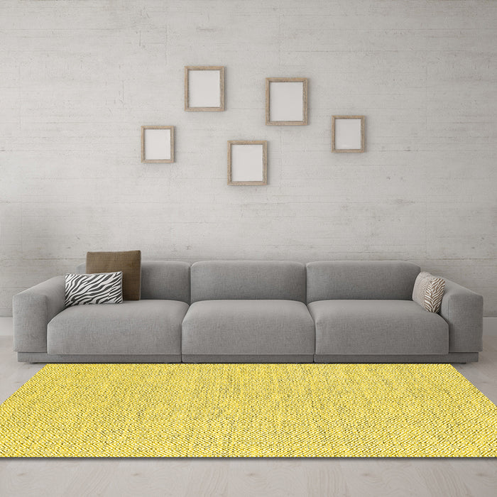 Machine Washable Abstract Yellow Contemporary Rug in a Living Room, wshcon2177yw