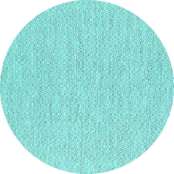 Round Abstract Turquoise Contemporary Rug, con2177turq
