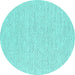 Round Abstract Turquoise Contemporary Rug, con2177turq