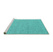 Sideview of Machine Washable Abstract Turquoise Contemporary Area Rugs, wshcon2178turq