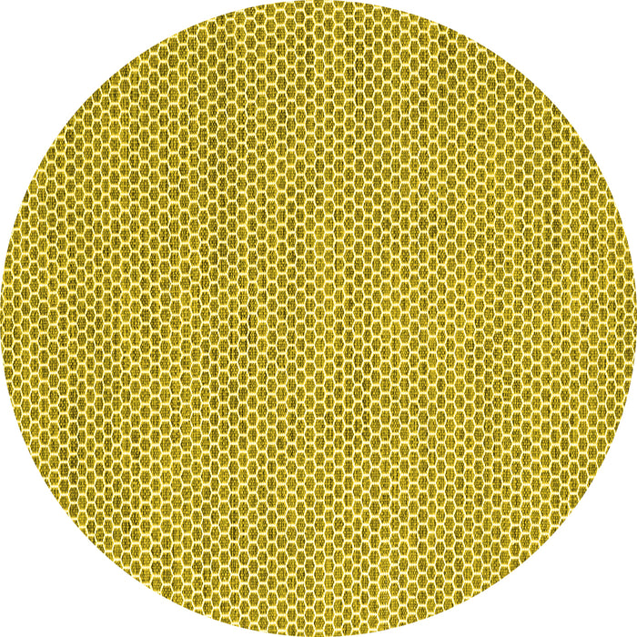 Round Machine Washable Abstract Yellow Contemporary Rug, wshcon2178yw