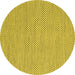 Round Machine Washable Abstract Yellow Contemporary Rug, wshcon2178yw