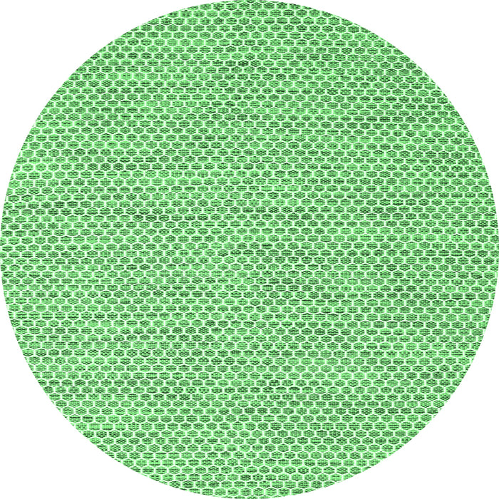 Round Machine Washable Abstract Emerald Green Contemporary Area Rugs, wshcon2179emgrn