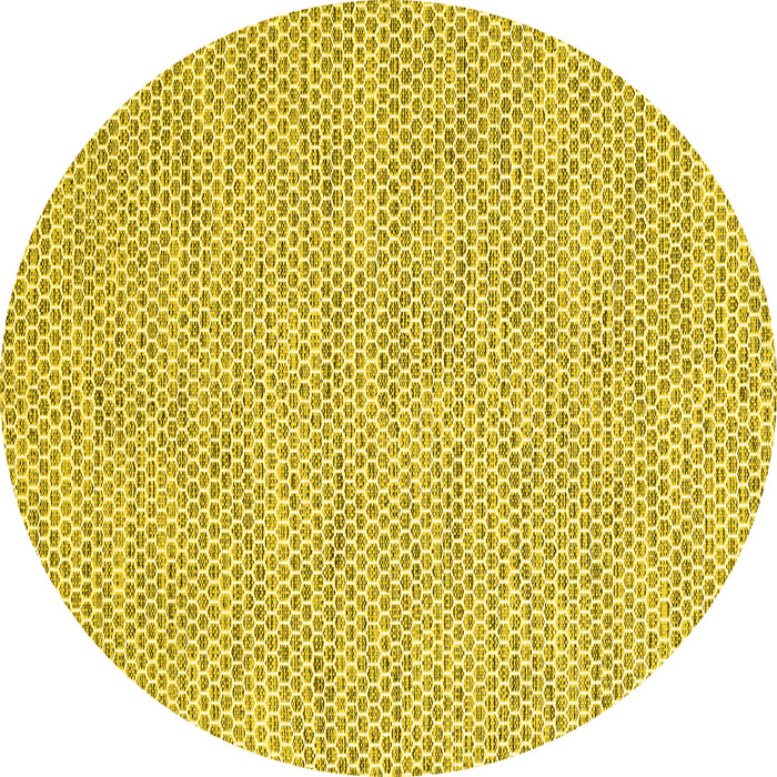 Round Abstract Yellow Contemporary Rug, con2179yw