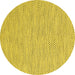 Round Abstract Yellow Contemporary Rug, con2179yw