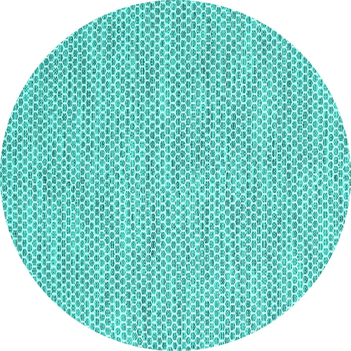 Round Abstract Turquoise Contemporary Rug, con2179turq