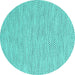 Round Abstract Turquoise Contemporary Rug, con2179turq