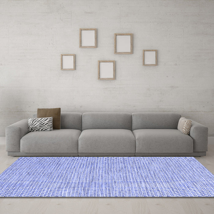 Machine Washable Abstract Blue Contemporary Rug in a Living Room, wshcon2179blu