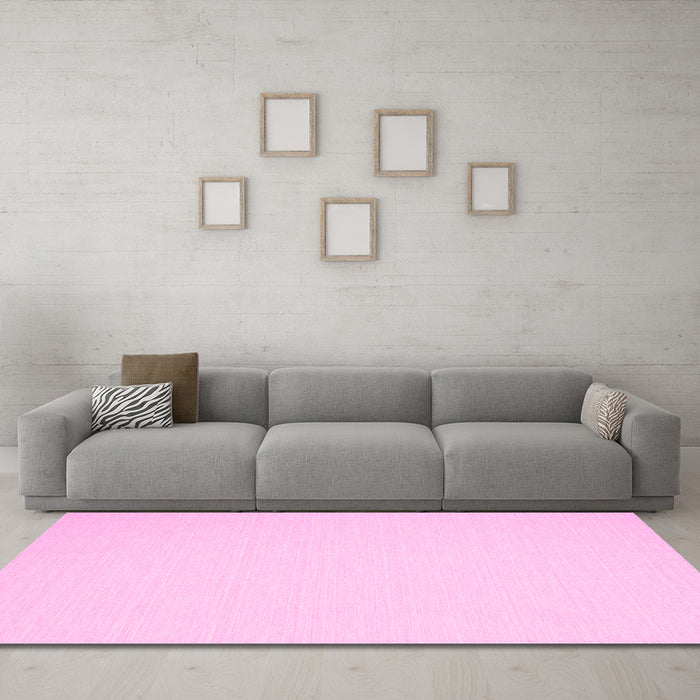 Machine Washable Abstract Pink Contemporary Rug in a Living Room, wshcon217pnk