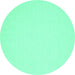 Round Machine Washable Abstract Turquoise Contemporary Area Rugs, wshcon217turq