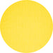 Round Machine Washable Abstract Yellow Contemporary Rug, wshcon217yw