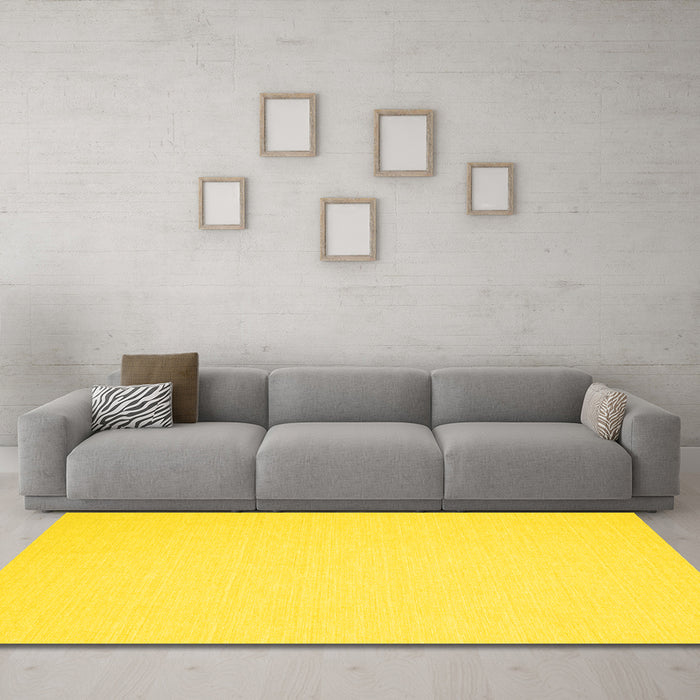 Machine Washable Abstract Yellow Contemporary Rug in a Living Room, wshcon217yw