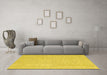 Machine Washable Solid Yellow Modern Rug in a Living Room, wshcon2180yw