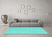 Machine Washable Solid Turquoise Modern Area Rugs in a Living Room,, wshcon2180turq