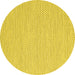 Round Machine Washable Solid Yellow Modern Rug, wshcon2180yw