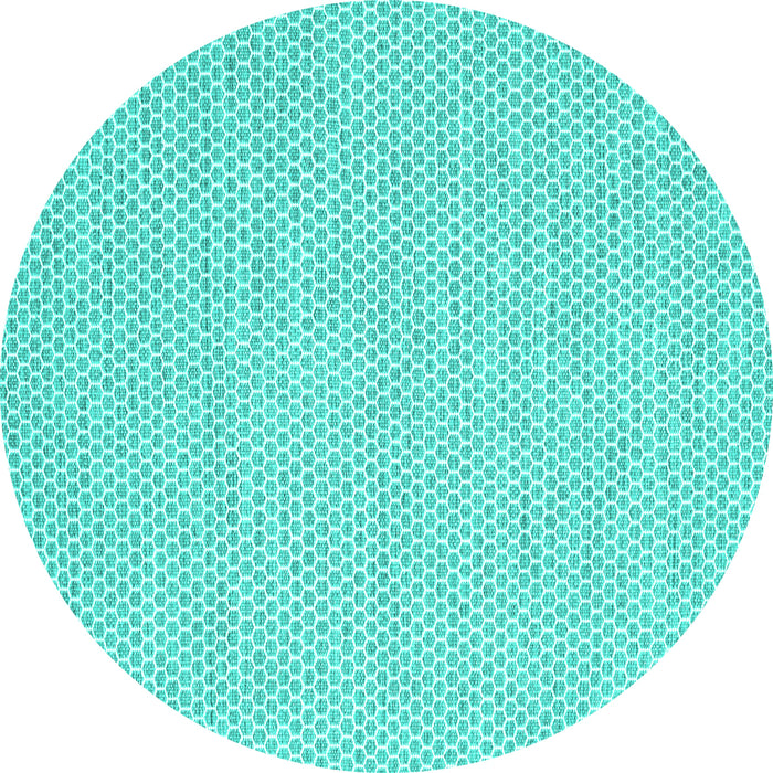 Round Machine Washable Solid Turquoise Modern Area Rugs, wshcon2180turq