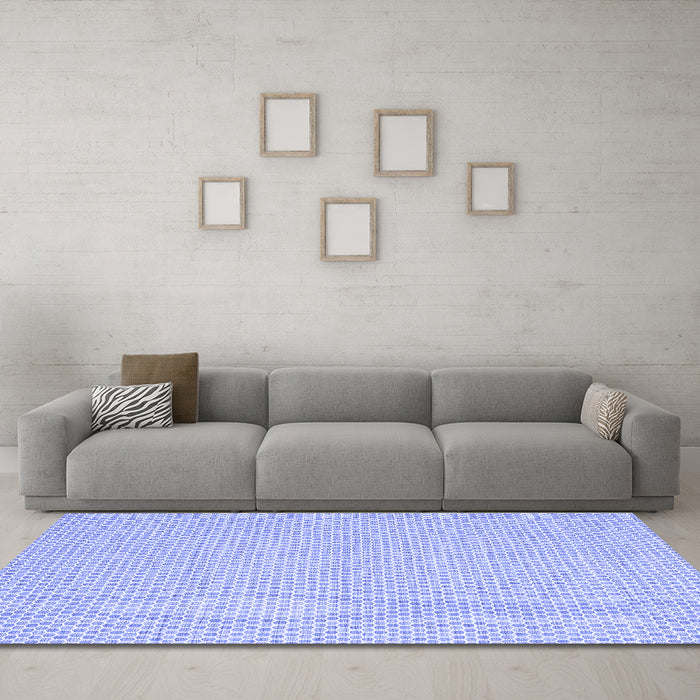 Machine Washable Solid Blue Modern Rug in a Living Room, wshcon2180blu