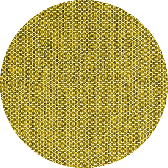 Round Machine Washable Abstract Yellow Contemporary Rug, wshcon2181yw