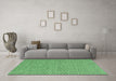 Machine Washable Abstract Emerald Green Contemporary Area Rugs in a Living Room,, wshcon2181emgrn