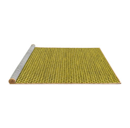 Sideview of Machine Washable Abstract Yellow Contemporary Rug, wshcon2181yw